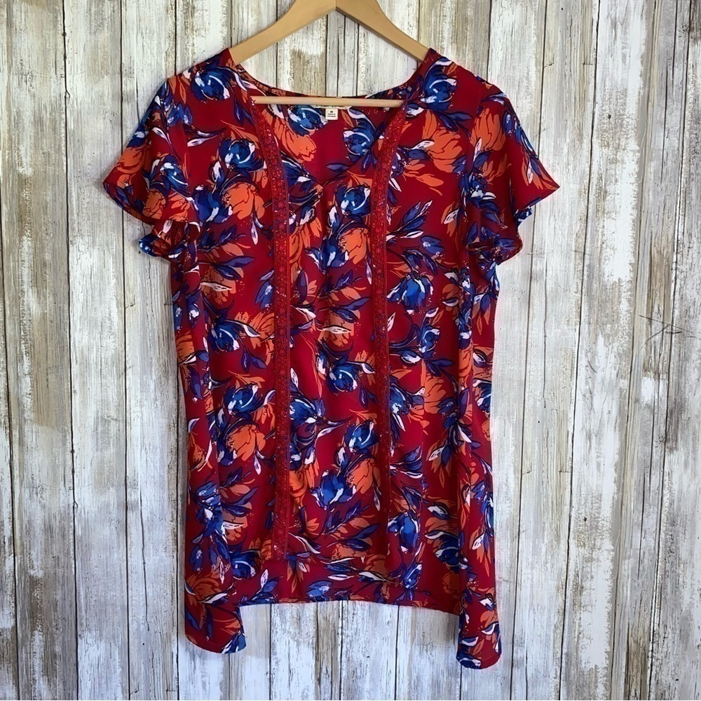 Pioneer Woman Red Floral Blouse - Picture 2 of 6